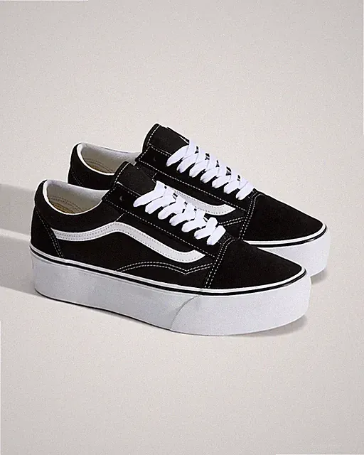 Vans Old Skool Plateau Original Iconic Schuhe schwarz/weiß