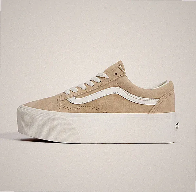 Vans Old Skool Plateauschuhe in beige und weiß alle Größen begrenzter Bestand