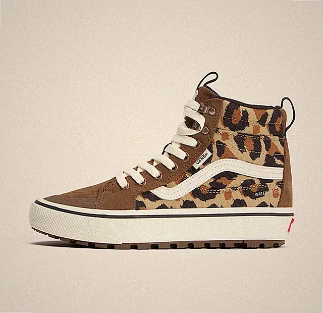 Vans Original Sk8-Hi Waterproof Insulated Shoes in Brown Animal Print