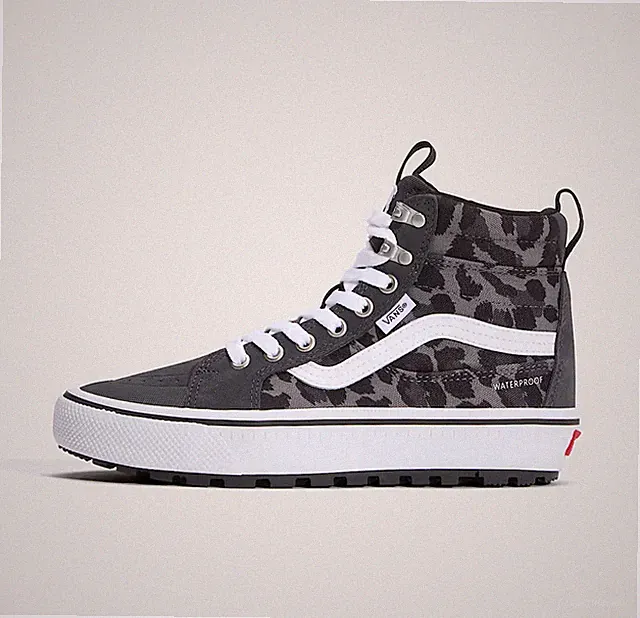 Vans Original Sk8-Hi Waterproof Insulated Shoes in Grey Animal Print