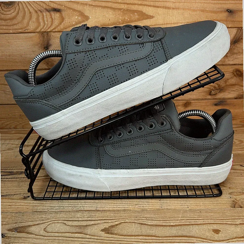 Vans Turnschuhe Herren Größe UK 7,5 Ward DX Grau Weiß Leder Skater Surfer Schuhe