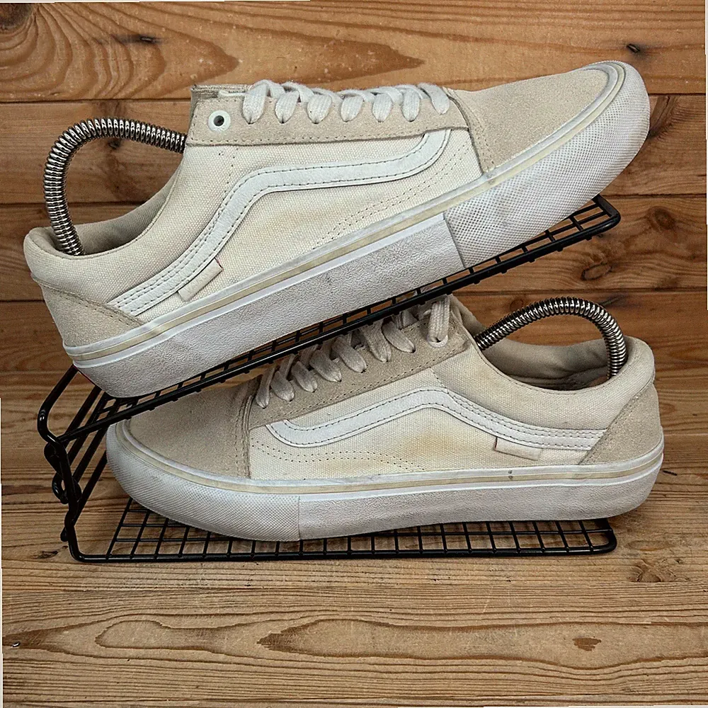 Vans Turnschuhe Herren Größe UK 8,5 Old Skool Pro Beige Canvas Skaterschuhe OTW