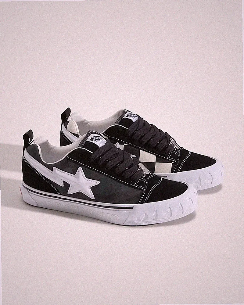 Vans x BAPE Knu Skool Limited Edition Schuhe schwarz/weiß/grün
