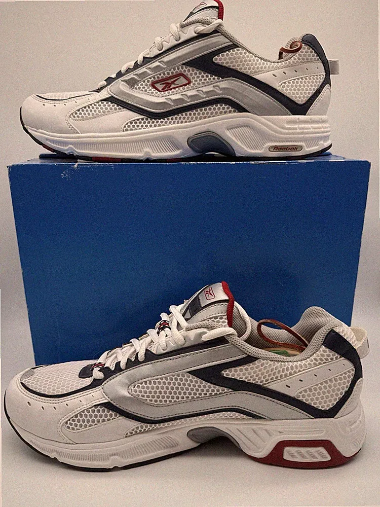 Vintage Reebok Premier Y2K White/Silver Men’s Running Shoes Size US 12
