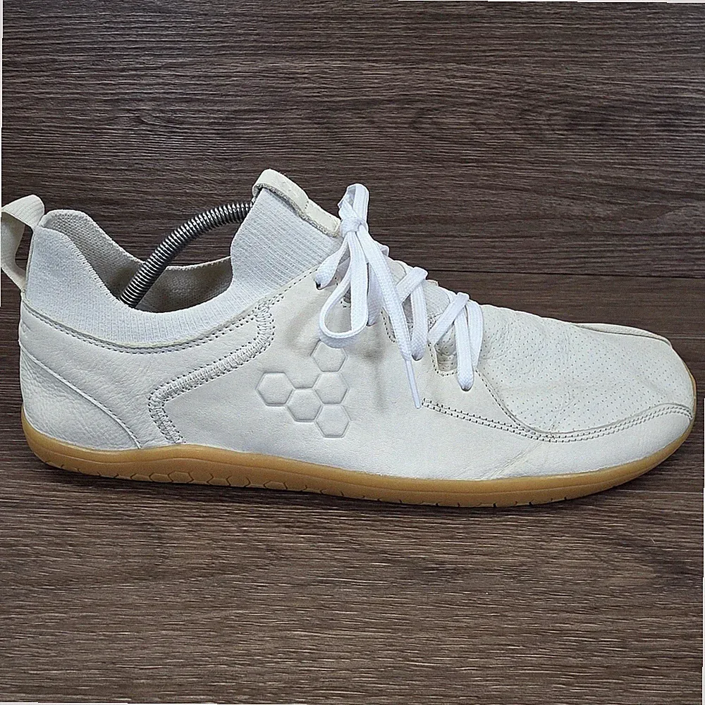 Vivobarefoot Primus Asana Leder Kalkstein Beige Herren UK 12 Flache Schuhe