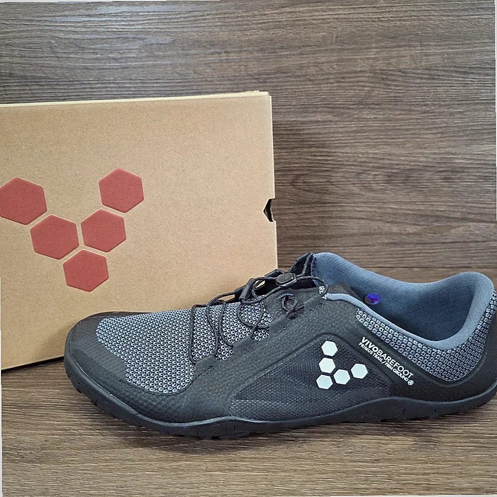 Vivobarefoot Primus Trail FG Herren UK 14 EU 49 schwarz anthrazit flache Schuhe Sneaker