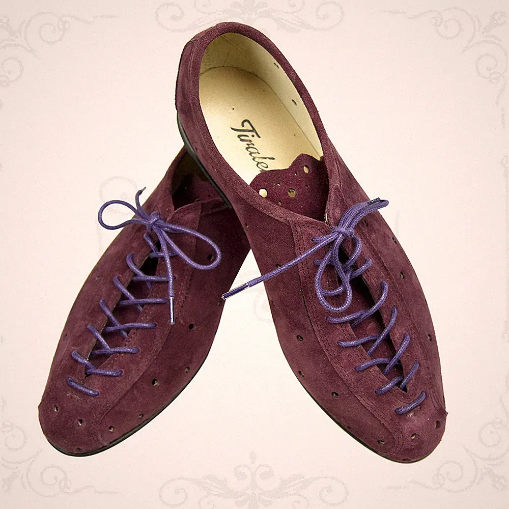 WANDERSCHUHE aus Wildleder Pflaume Mode Vintage Made in Italy Shoes Plum
