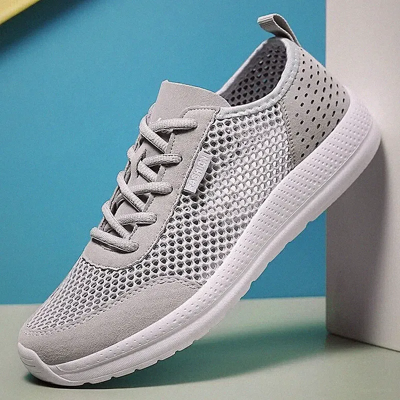 Weiche Herren Sportschuhe, atmungsaktive Laufschuhe aus Mesh