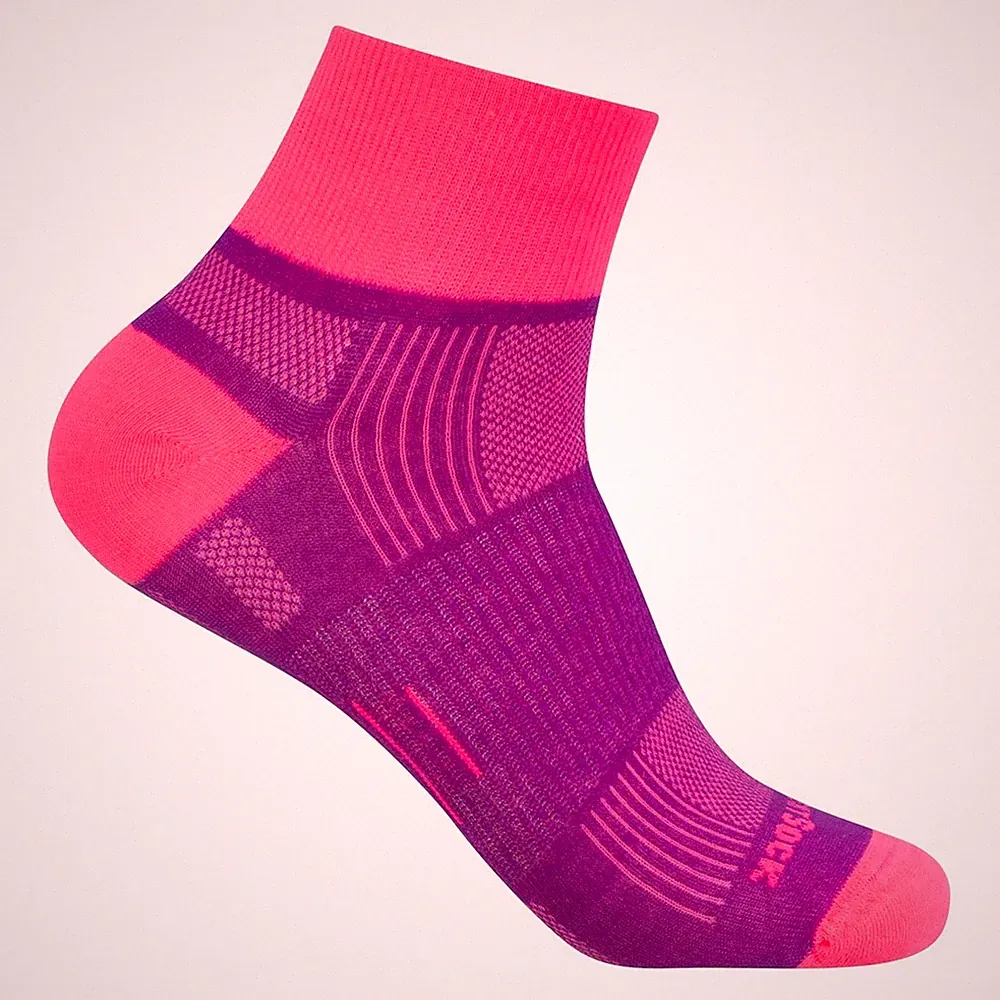 Wrightsock Anti-Blasen Sportsocke Modell Stride plum pink, Quarter (knöchelhoch)