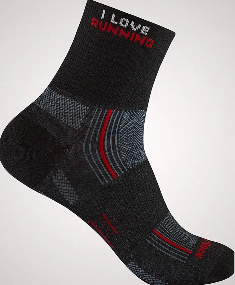 WrightSock Laufsocke -anti-blasen- mittellang schwarz - I Love Running