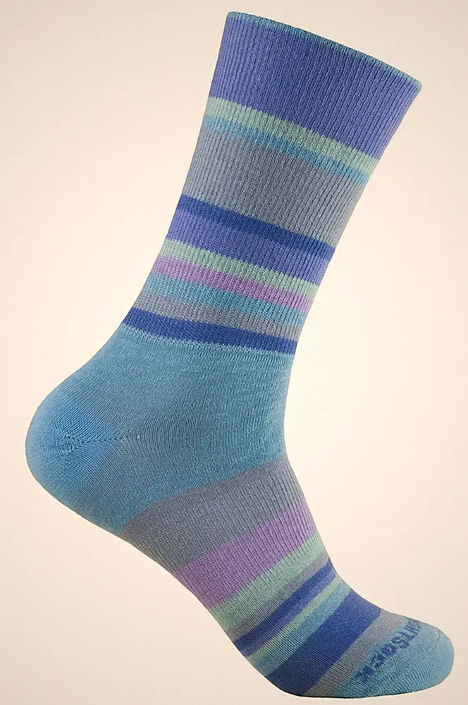 WrightSock Laufsocke Anti-Blasen-System, lange Socke blau Stripes gestreift