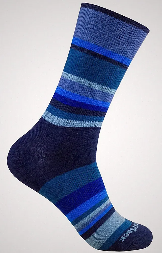 WrightSock Laufsocke Anti-Blasen-System, lange Socke navy Stripes gestreift