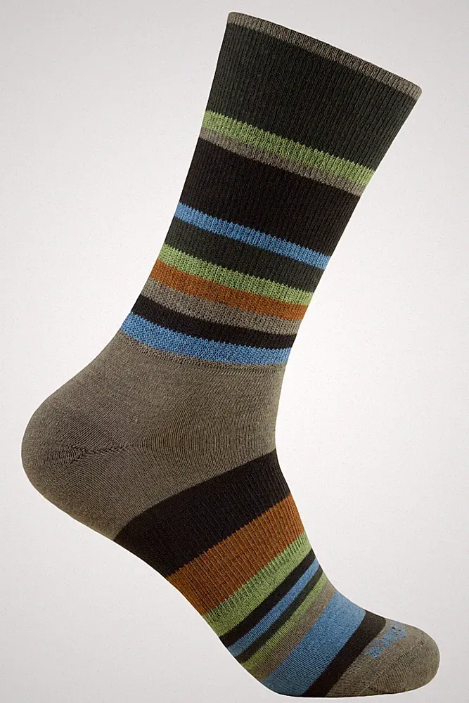 WrightSock Laufsocke Anti-Blasen-System, lange Socke olive Stripes gestreift