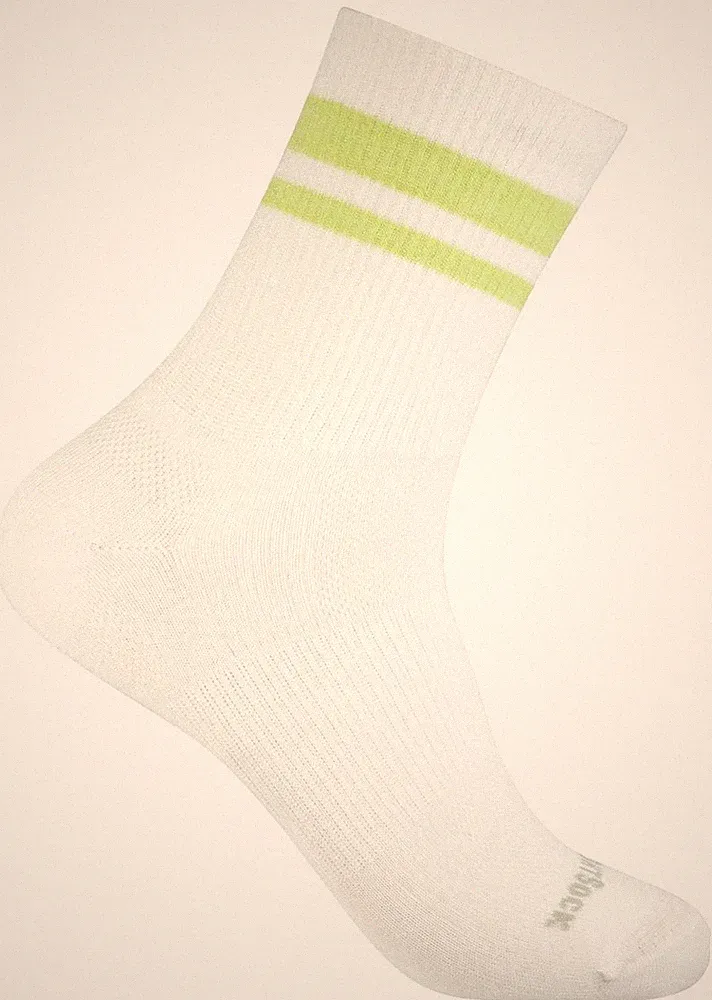 Wrightsock Laufsocke, Modell Stride weiß hellgrün, Anti-Blasen-System, wadenhoch