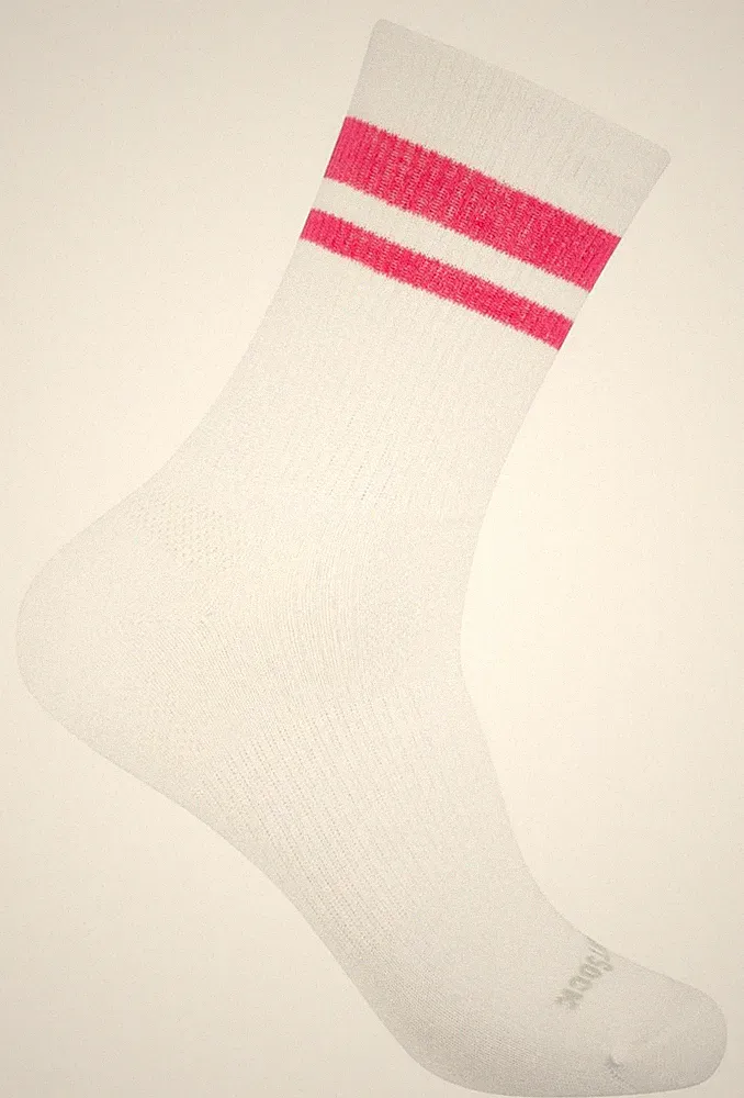 Wrightsock Laufsocke, Modell Stride weiß rot, Anti-Blasen-System, wadenhoch