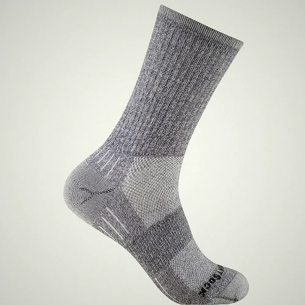 Wrightsock Profi Laufsocke Wandersocke in mittelgrau grau, Crew (wadenhoch)