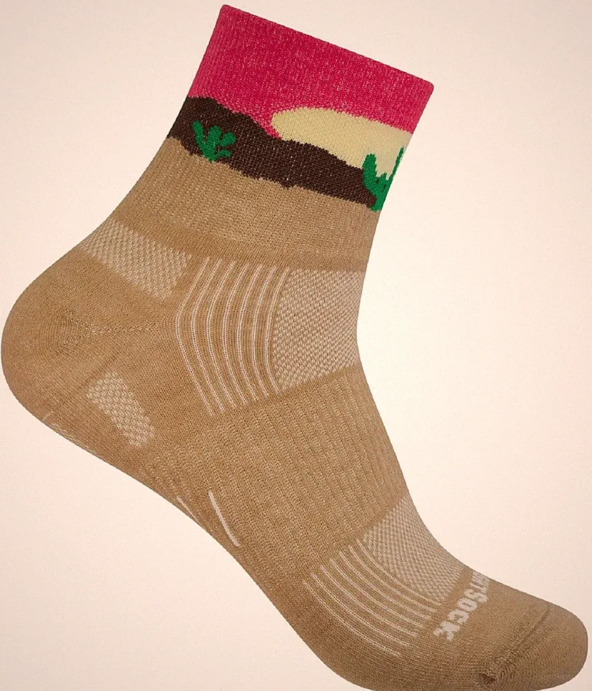 Wrightsock Sportsocke hellbraun pink, Anti-Blasen-System, quarter (knöchelhoch)