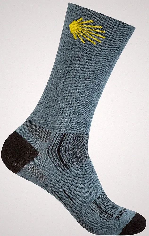 Wrightsock Wandersocke in grau Stick Jakobsweg, Anti-Blasen-System, wadenhoch